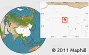 Satellite Location Map of Minle, highlighted country