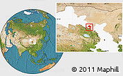 Satellite Location Map of Minle, highlighted parent region