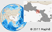 Shaded Relief Location Map of Minle, highlighted country, highlighted parent region