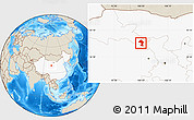 Shaded Relief Location Map of Minle, highlighted country