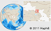 Shaded Relief Location Map of Minle, highlighted parent region