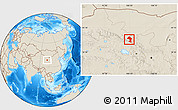 Shaded Relief Location Map of Minle