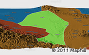 Political Panoramic Map of Minle, darken