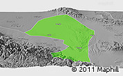 Political Panoramic Map of Minle, desaturated