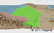 Political Panoramic Map of Minle, semi-desaturated