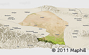 Satellite Panoramic Map of Minle, shaded relief outside