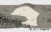 Shaded Relief Panoramic Map of Minle, darken
