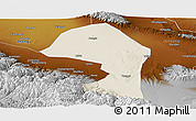 Shaded Relief Panoramic Map of Minle, physical outside