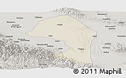 Shaded Relief Panoramic Map of Minle, semi-desaturated