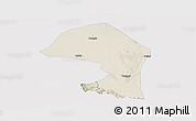 Shaded Relief Panoramic Map of Minle, single color outside