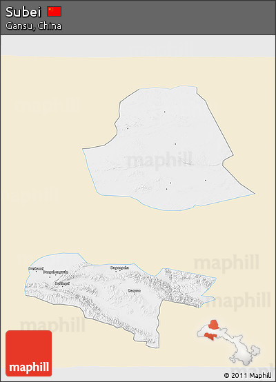 Classic Style 3D Map of Subei, single color outside