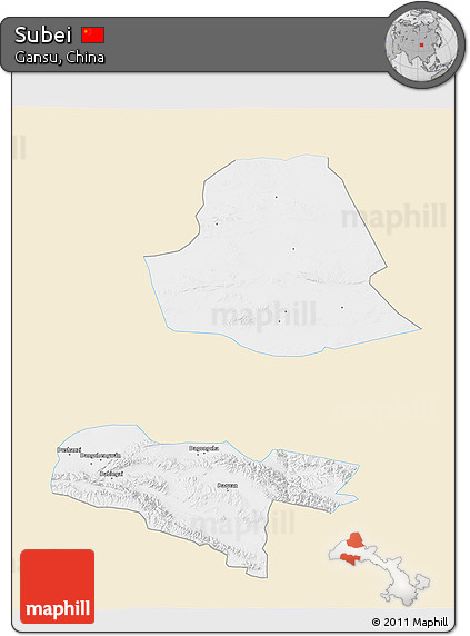 Classic Style 3D Map of Subei, single color outside