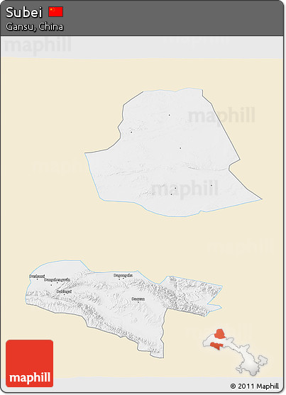 Classic Style 3D Map of Subei, single color outside