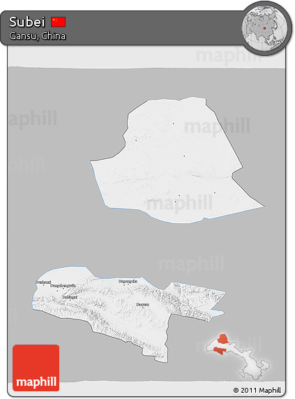 Gray 3D Map of Subei, single color outside