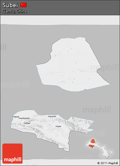 Gray 3D Map of Subei, single color outside