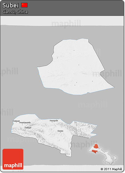 Gray 3D Map of Subei, single color outside