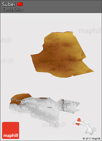 Physical 3D Map of Subei, cropped outside