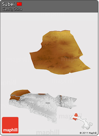 Physical 3D Map of Subei, cropped outside