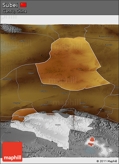 Physical 3D Map of Subei, darken