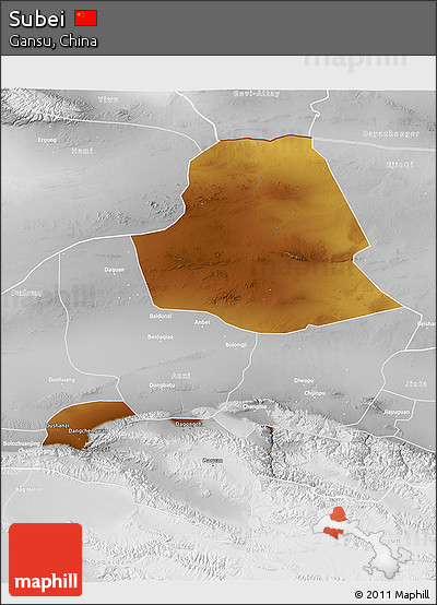 Physical 3D Map of Subei, lighten, desaturated