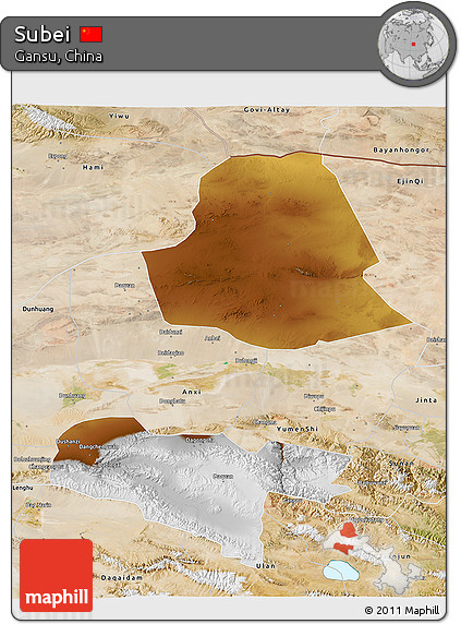 Physical 3D Map of Subei, satellite outside