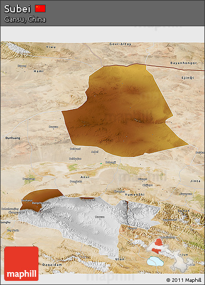 Physical 3D Map of Subei, satellite outside
