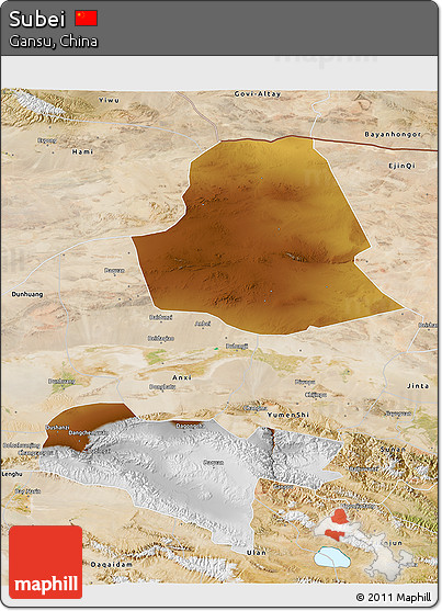 Physical 3D Map of Subei, satellite outside