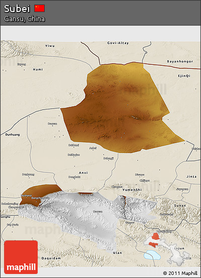 Physical 3D Map of Subei, shaded relief outside