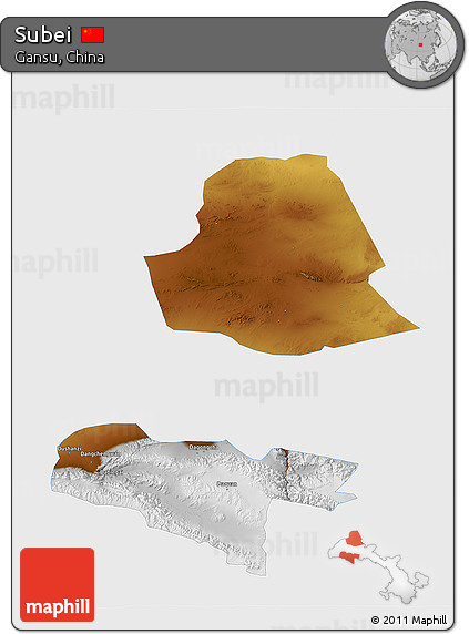 Physical 3D Map of Subei, single color outside