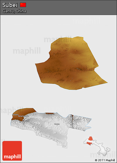 Physical 3D Map of Subei, single color outside