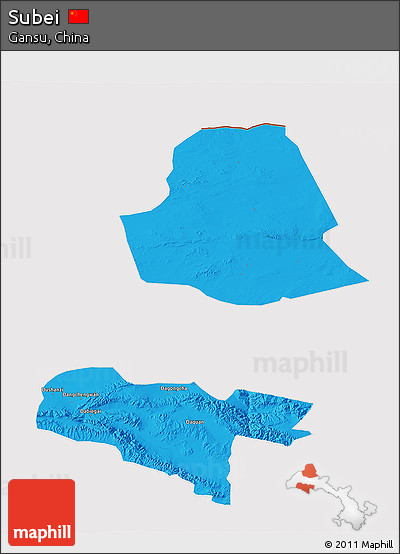 Political 3D Map of Subei, cropped outside