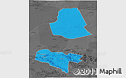 Political 3D Map of Subei, darken, desaturated