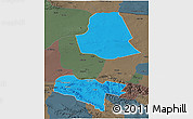 Political 3D Map of Subei, darken, semi-desaturated
