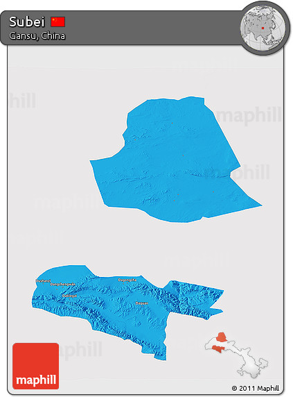 Political 3D Map of Subei, single color outside