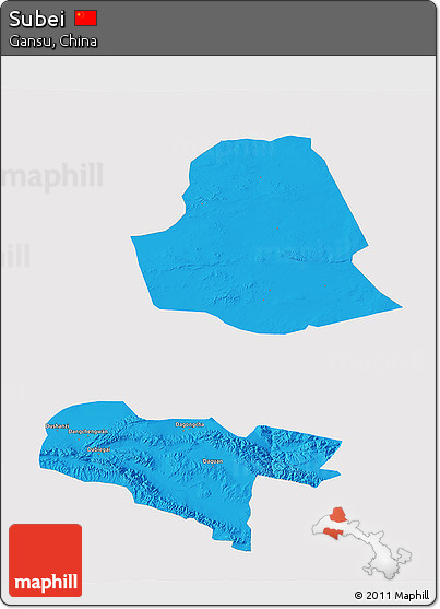 Political 3D Map of Subei, single color outside