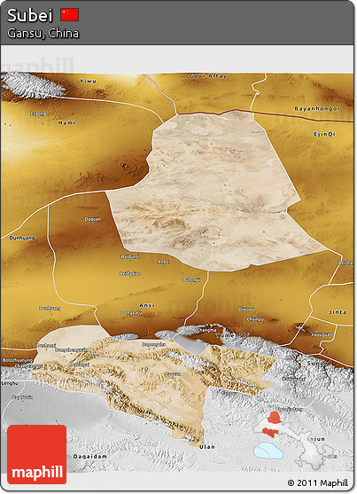 Satellite 3D Map of Subei, physical outside