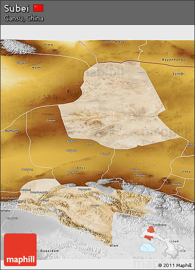 Satellite 3D Map of Subei, physical outside
