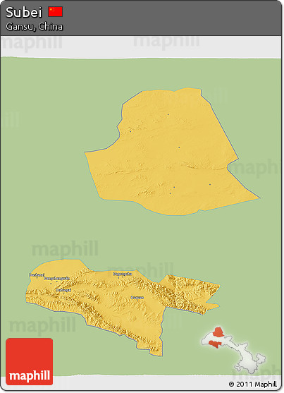 Savanna Style 3D Map of Subei, single color outside