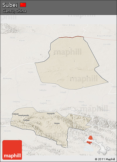 Shaded Relief 3D Map of Subei, lighten