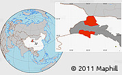Gray Location Map of Subei, highlighted country, highlighted parent region