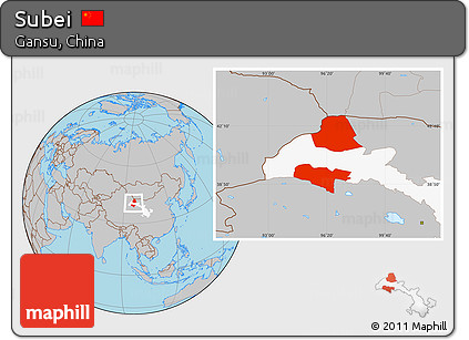 Gray Location Map of Subei, highlighted parent region
