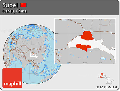 Gray Location Map of Subei, highlighted parent region