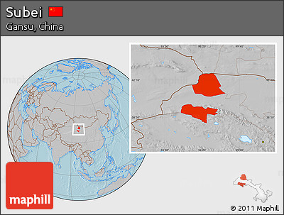 Gray Location Map of Subei, hill shading