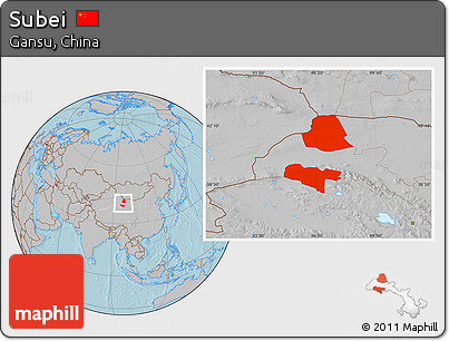 Gray Location Map of Subei, hill shading