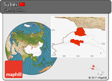 Satellite Location Map of Subei, highlighted country