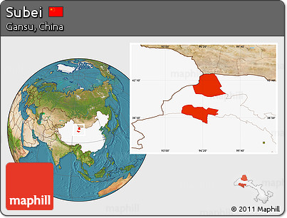 Satellite Location Map of Subei, highlighted country