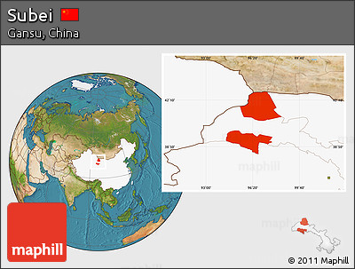 Satellite Location Map of Subei, highlighted country