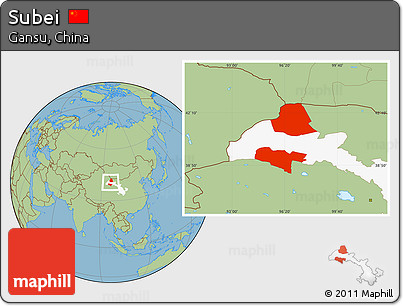 Savanna Style Location Map of Subei, highlighted parent region
