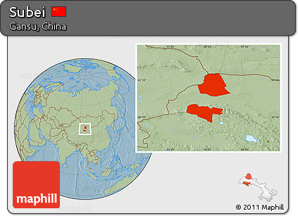 Savanna Style Location Map of Subei, hill shading