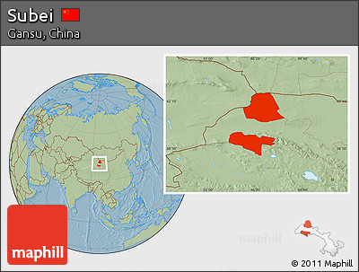 Savanna Style Location Map of Subei, hill shading